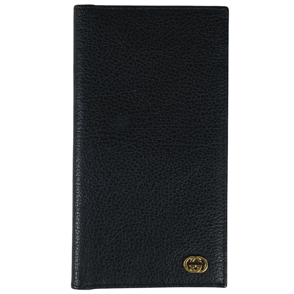 Gucci GG bi fold long wallet billfold card slots leather black